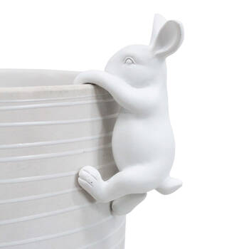 LVD Textured Resin Planter Pot Sitter Accessory Rabbit 4x10cm White