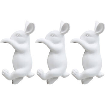 3PK LVD Textured Resin Planter Pot Sitter Accessory Rabbit 4x10cm White