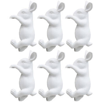 6PK LVD Textured Resin Planter Pot Sitter Accessory Rabbit 4x10cm White