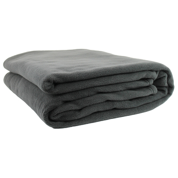 Jason Commercial King Bed Polar Fleece Blanket 275x255cm Charcoal