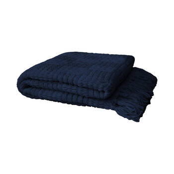 Bambury Asha Warm Sofa/Couch Blanket Soft Bedroom Throw 130x200cm Navy