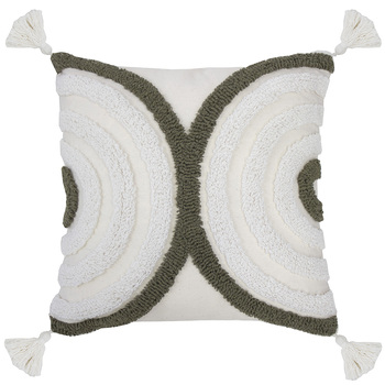 Bambury Home Decor Decorative Cirque Square Cushion Olive Cotton Woven