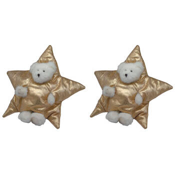 2PK Boyds Plush Glitter Bear Gold Star Christmas Tree Topper Holiday Accessory 37cm