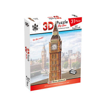 31pc Puzzlemaster 3D Big Ben Papercraft Model No Glue Needed Famous Landmark 8y+