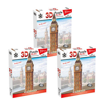 3x 31pc Puzzlemaster 3D Big Ben Papercraft Model No Glue Needed Famous Landmark 8y+