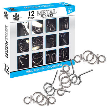 12pc Puzzlemaster Twisted Metal Puzzles Mind Bending Challenge Toy 8y+
