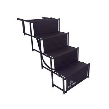 Wuf And Mio Foldable Dog Stairs Heavy Duty Non Slip Iron Frame Large Black