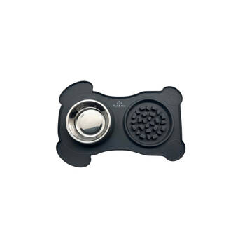 Wuf And Mio Silicon Dog Feeding Mat 2-in-1 Slow Feeder w/Stainless Steel Bowl