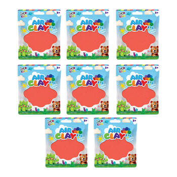 8PK Craft For Kids Air Clay Non-Toxic Resealable Modelling-Clay 3y+ Red 85g