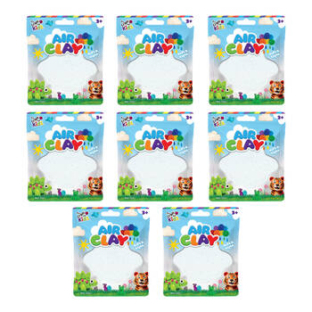 8PK Craft For Kids Air Clay Non-Toxic Resealable Modelling-Clay 3y+ White 85g