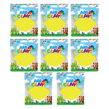 8PK Craft For Kids Air Clay Non-Toxic Resealable Modelling-Clay 3y+ Yellow 85g