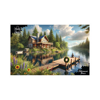 1000pc Puzzlemaster Jigsaw Puzzle Fishermans Peace Lakeside Cabin 12y+