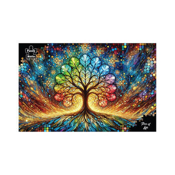 1000pc Puzzlemaster Jigsaw Puzzle Tree Of Life Stained Glass Colours 12y+