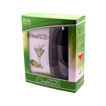 2pc BMS Gifts Legendary Cocktails Gift Set Tornado Mixer w/108 Page Recipe Book