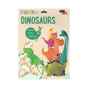 8pc Incredi-Builds Stackables Dinosaurs Laser Cut Wooden Craft Kit Set 3y+