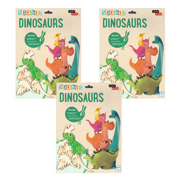 3x 8pc Incredi-Builds Stackables Dinosaurs Laser Cut Wooden Craft Kit Set 3y+