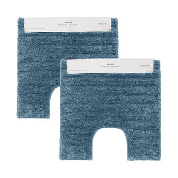 2PK Algodon Polyester Lawson Plush Contoured Bath Soft Floor Mat Denim 50x50cm