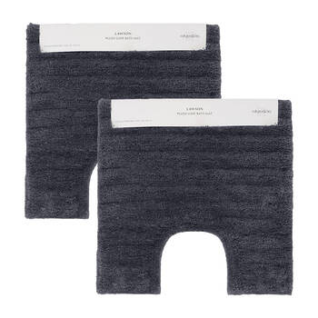 2PK Algodon Polyester Lawson Plush Contoured Bath Runner Soft Mat Ebony 50x50cm