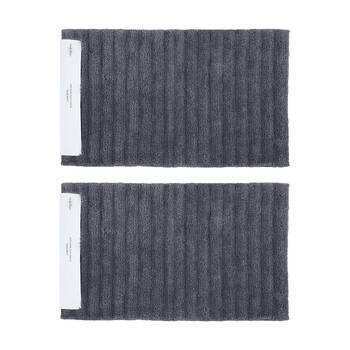 2PK Algodon Polyester Lawson Plush Bath Runner Non-Slip Soft Floor Mat Ebony