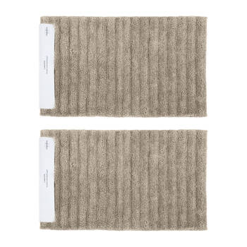 2PK Algodon Polyester Lawson Plush Bath Runner Non-Slip Soft Mat Taupe 50x80cm