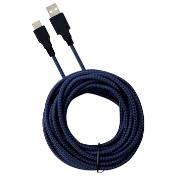 3rd Earth 3m Braided Cable For PlayStation PS5 Controller - Black/Blue