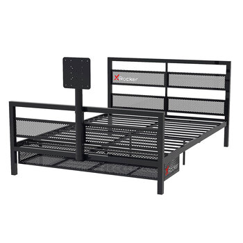 X Rocker Basecamp Gaming Double Bed Frame w/ TV Mount- Black