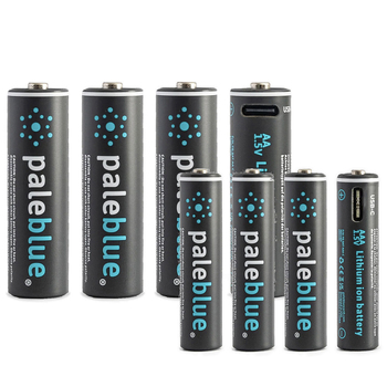 8pc Paleblue Fast Charging AA/AAA USB-C Rechargeable Batteries