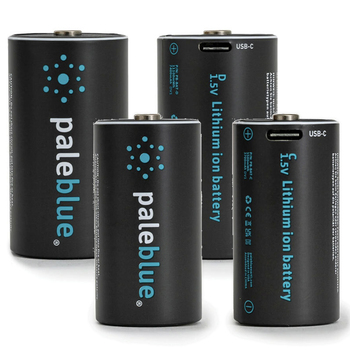 4pc Paleblue Fast Charging C/D USB Rechargeable Smart Batteries 