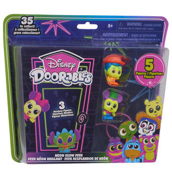 5pc Disney Doorables Neon Glow Peek Interactive Toy Assorted 5y+