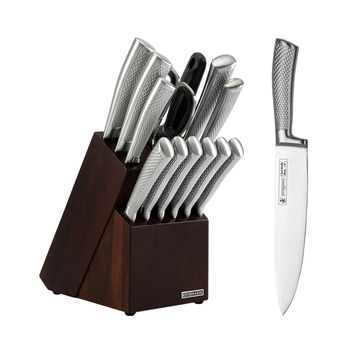 14pc Kitchen Knife Block Set Stainless Steel Blade - Silver
