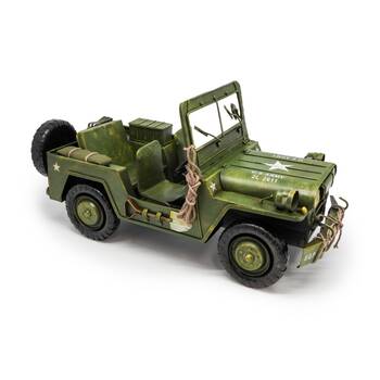 Boyle Army Jeep Car Metal Ornament Decor 38x18cm - Green