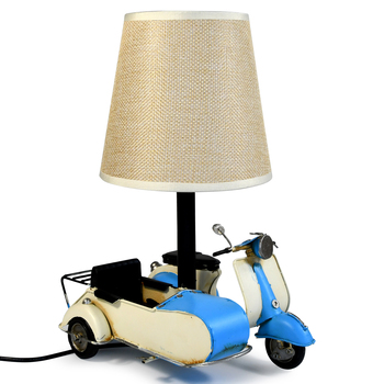 Auto Petit USB LED Lamp Scooter & Sidecar 18x26cm Blue