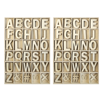 2x 165pc Boyle 16.5cm Plywood Alphabet Letter Set in Tray - Natural