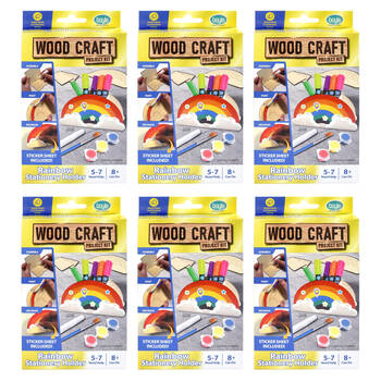 6PK Boyle Wood Craft Project Kit Rainbow Stationery Holder Kids DIY 8y+
