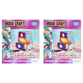 2PK Boyle Wood Craft Project Kit Jewellery Box w/ Drawers Kids DIY 9y+