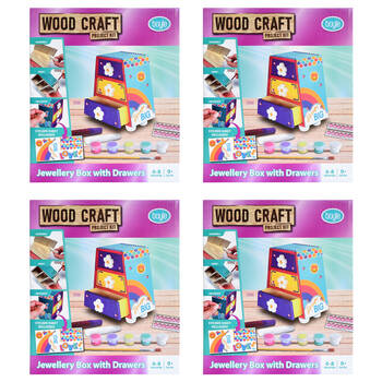 4PK Boyle Wood Craft Project Kit Jewellery Box w/ Drawers Kids DIY 9y+