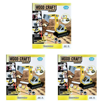 3PK Boyle Wood Craft Project Kit Excavator Kids DIY 9y+