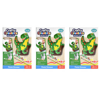 3PK Boyle Crafty Creators Plaster Dinosaur Paint Kit Kids DIY Craft 7y+