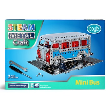 STEAM Metal Craft 17cm Mini Bus DIY Construction Kit Toy Kids 8y+