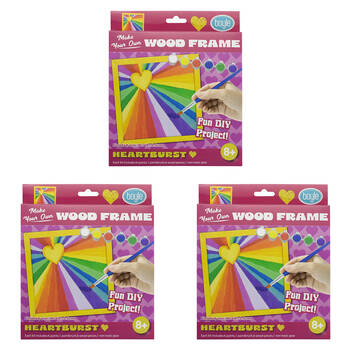 3PK Boyle Wood Frame Art Paint Kit Kids DIY Craft Heartburst 8y+