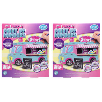 2PK Boyle 3D Puzzle Paint By Numbers Kids DIY Craft Kit Ice Cream Truck 6y+