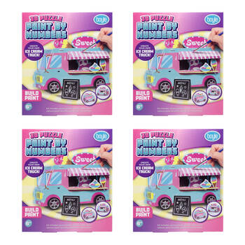 4PK Boyle 3D Puzzle Paint By Numbers Kids DIY Craft Kit Ice Cream Truck 6y+