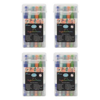 4x 24PK Boyle Dual Tip Acrylic Markers Colour Set w/Storage Case Non-Toxic 3y+