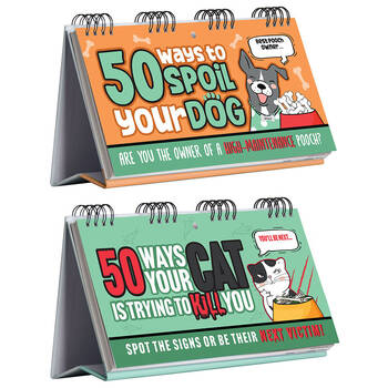 2pc Boxer Gifts Flipbook 50 Ways Your Cat Is Trying To Kill You/Spoil Your Dog