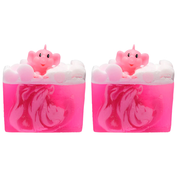 2PK Bomb Cosmetics Pink Elephants & Lemonade Soap Slice Bar w/Toy