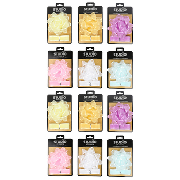 12PK Studio Gift Wrapping Organza Bow & Ribbon Home Party Decor Asstd