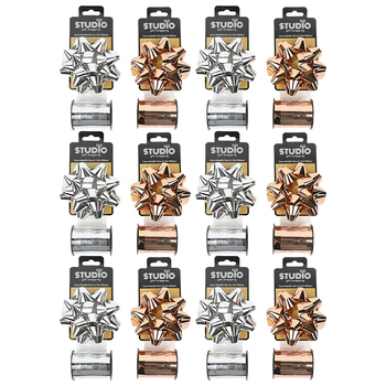 12PK Studio Gift Wrapping Bow & Ribbon Set Assorted Colours