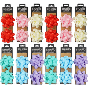12PK 2pc Studio Gift Wrapping 10cm Gift Bow Home Party Decor Asstd