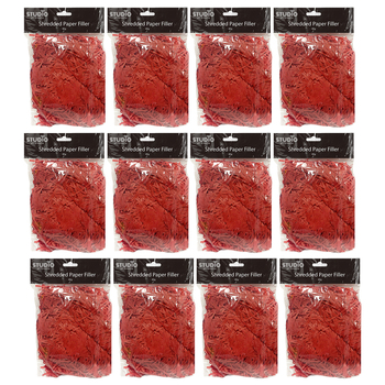 12PK Studio Gift Wrapping 40G Filler / Shredded Paper Red