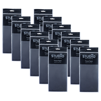 12x 10pc Studio Gift Wrapping Tissue Paper 50x70cm Black